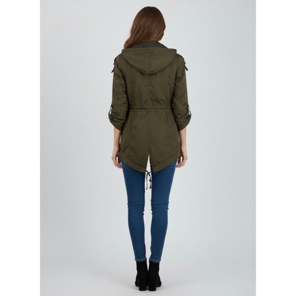 BCBGeneration Utility Military Anorak Parka Jacket Olive Green Gorpcore Armycore - Picture 15 of 16